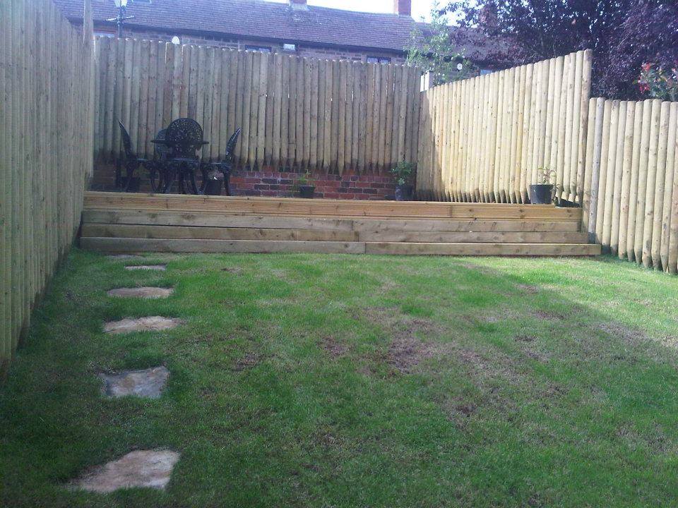 decking work at top of garden